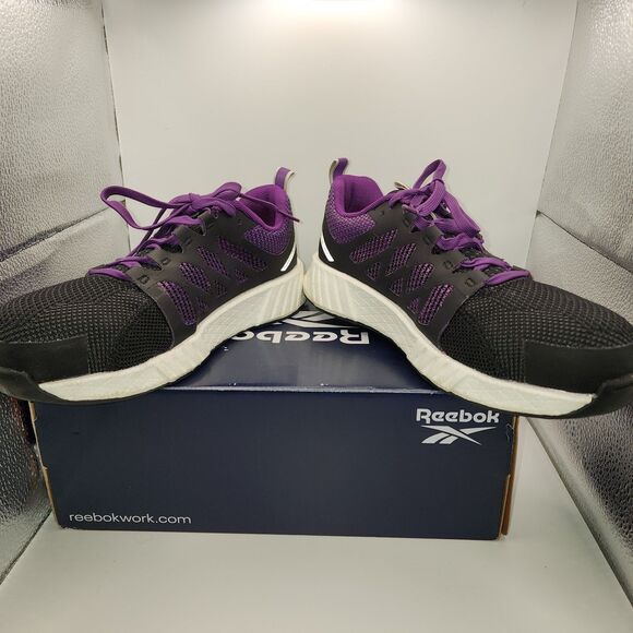 Reebok Fusion Flexweave Work Shoes Women 7.5 M BlackComposite Toe Missing Insole - Picture 11 of 16